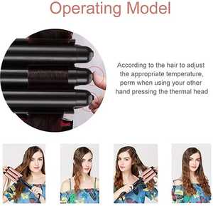 Fers plats meilleurs bigoudis LCD personnalisés <span class=keywords><strong>fer</strong></span> à <span class=keywords><strong>friser</strong></span> pour boucles rouleaux métal cheveux bigoudi dames 3 baril cheveux bigoudi <span class=keywords><strong>fer</strong></span> - Product Image 3