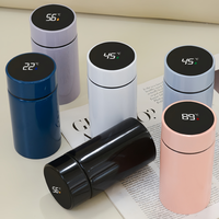 Thermos intelligent miniature en acier inoxydable portable multicolores |   Infuseur à thé et couvercle avec affichage de la température LED |   Logo personnalisé pour cadeau
