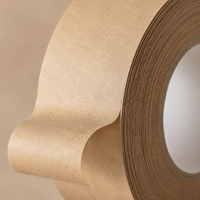 Ruban adhésif d'emballage en papier kraft brun en gros, 2 pouces x 55 yards, inscriptible, déchirable à la main, pour scellage de cartons, lot de 6 rouleaux