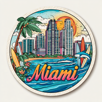 Aimant de réfrigérateur 3D en résine style plage de Miami, aimant puissant, souvenir en résine combinée, décorations de cuisine