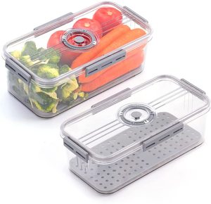 Wholesale Plastic Clear Food Storage Bins Baskets Containers for Fridge Refrigerator Kitchen Fruits Vegetables