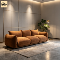 Canapé modulable OKF personnalisé moderne trois places en tissu, design nuage et galets, dossier à coussins arrondis pour villa, salon, hôtel