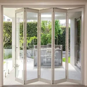 D-TOP SHENZHEN 2023 Tempered Aluminum Glass Bamboo Curved Folding Doors Corner Aluminum Folding Door For House