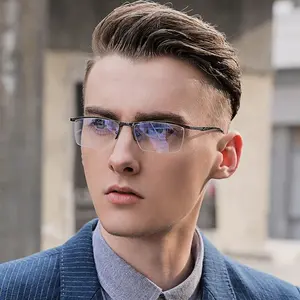 Sunbest Brillen 5910 Fashion Mannen Semi Randloze Anti Blauw Licht Blokkeren Optische Glazen Metalen Frames Bril