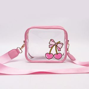 Sacs messager classiques pour femmes, broderie personnalisée, lettres DIY, sac à fermeture éclair en PVC transparent, approuvé pour les stades, hiver, automne, voyage - Product Image 1