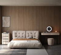 Meuble de chambre à coucher simple et moderne en bois de pin, coiffeuse avec miroir LED éclairé, plateau en marbre, tiroirs et pieds en acier inoxydable argenté