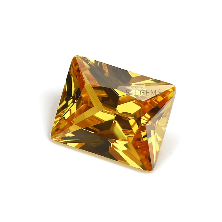 قطع مستطيلة من أحجار الزركونيا المكعبة باللون الأصفر الذهبي 5A للمجوهرات