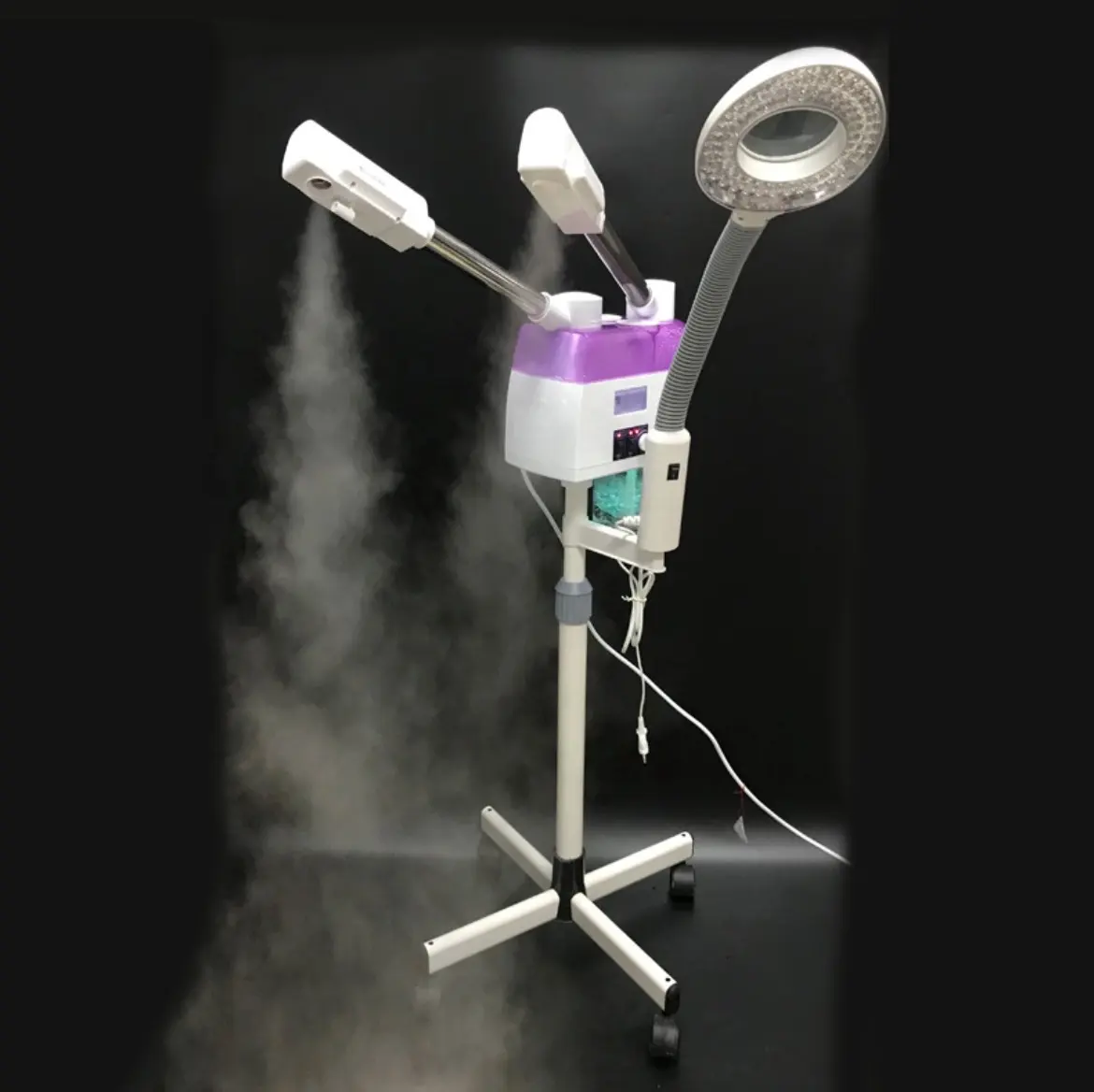 professional facial steamer with hot spraying and cold spraying having magnifying lamp too