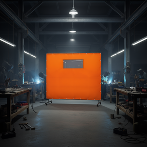 Écran de protection pour soudage 6 x 8 pieds en vinyle ignifuge avec fenêtre transparente pour équipement de soudage - Product Image 2