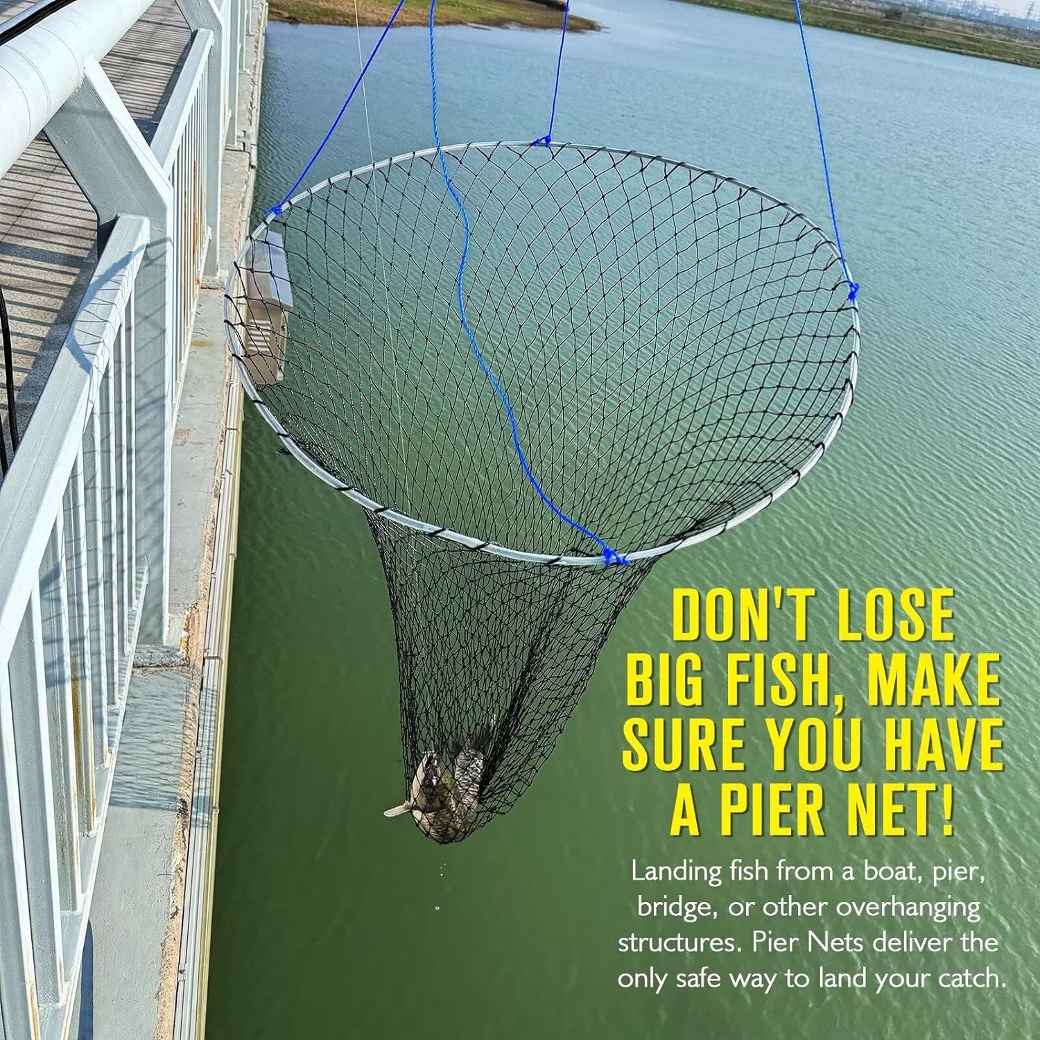 Pier Net Fish Hoop Net Foldable Fishing Drop Net 31"/40" Hoop Pier Landing Net With Pier Net Fish Hoop Net Foldable Fishing Drop Net 31"/40" Hoop Pier Landing Net With
