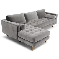Canapé d'angle en tissu microfibre rétro de luxe avec rembourrage en éponge pour salon, appartement et hôtel