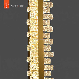 Lámpara de pared lineal de lujo hecha a mano con cristal en color oro champán para vestíbulo de hotel o villa. - Product Image 1