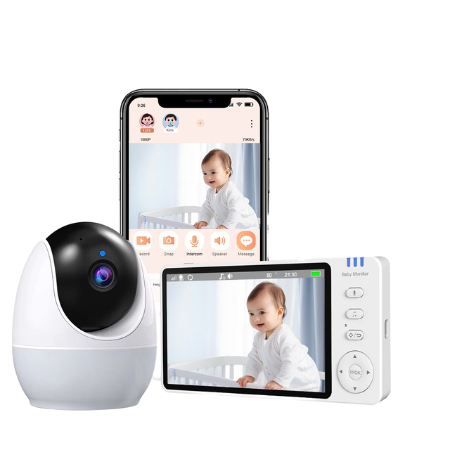 5 Inch HD Baby Monitor With WiFi & Local Mode Two-way Audio Night Vision Temperature Alarm for Infant Elderly Care