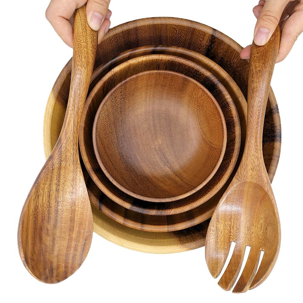 acacia wood bowl set