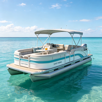 Bateau Tritoon en aluminium de 24 pieds pour 12 personnes, idéal pour la croisière, les fêtes et la pêche, avec moteur hors-bord électrique en option, certifié CE