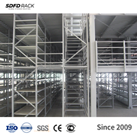 Étagères de mezzanine industrielles en acier thermolaqué, réglables, à 2 niveaux, pour entrepôt, logistique et stockage