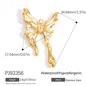 SUMMLY Grosir Liontin Bentuk Tetesan Minyak, Sayap Hati, Bunga, Matahari, Berlapis Emas 18K, Bahan Stainless Steel, Perhiasan Fashion - Product Image 2