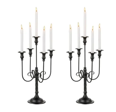 Conjunto de dois candelabros tealight de metal de ferro, alumínio e metal, suporte artesanal para velas, para uso doméstico e em casas