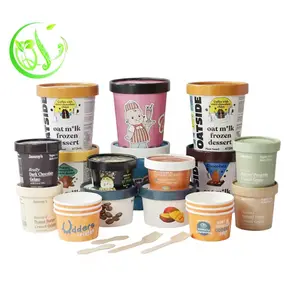 Venta caliente Eco Friendly Ice Cream Tub Container reciclable Ice Cream Packaging Cup Desechable Ice Cream Cup