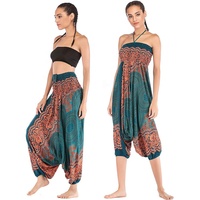 Pantalons Harem Hippie pour Femmes, Salopette Baggy à Motif Paon, Bloomers de Danse, Combinaison Ethnique, Pantalon Indien Gypsy, Vêtement Bohème