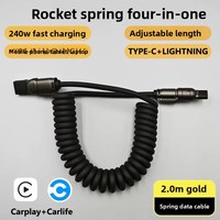 Kabel USB Pengisian Cepat 4 in 1 100W Desain Baru, Dapat Ditarik, Harga Murah, Kabel Transfer Data Premium untuk Ponsel