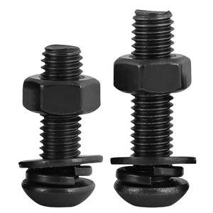 Vis à tête fraisée hexagonale en acier au carbone oxydé noir de grade 12.9 avec rondelles plates/ressort M2-M5-M8, marque Nindejin - Product Image 4