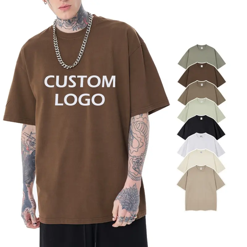 Hip Hop Unisex Drop Shoulder T Shirt Streetwear Custom Design DTG Printing Vintage Oversized Mens Tshirt