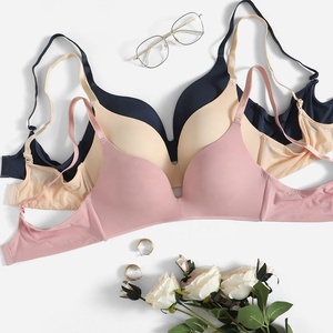 Good Quality Wholesale Custom Hot Sexy Solid Daily Comfort Ladies Wire Free <strong>Bra</strong> <strong>With</strong> <strong>Clear</strong> Straps - Product Image 2