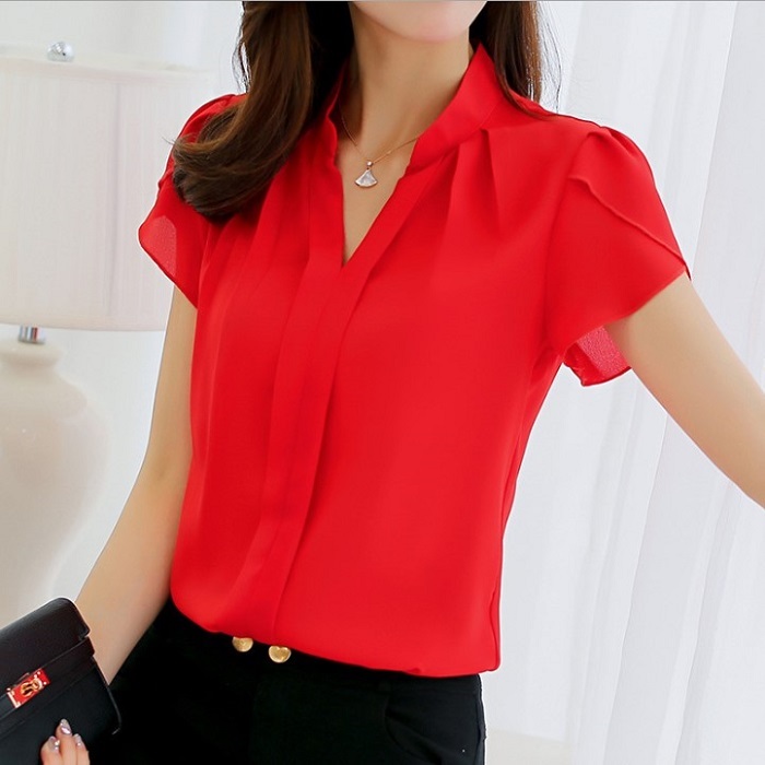 Летние Элегантные женские шифоновые блузки в Корейском стиле HFS1259B