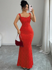 Abito Estivo da Donna Slim-fit con Scollo Quadrato, Stampa a <span class=keywords><strong>Pois</strong></span> Vintage, Schiena Scoperta e Spalline a Fiocco, Stile Europeo Americano, Nuova Collezione - Product Image 6