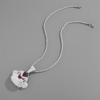 Hip Hop Iced Out Singe Gorille Pendentif Colliers Bling Strass En Acier Inoxydable Corde Chaîne Rappeur Hommes Bijoux