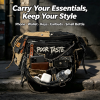 Sac de poitrine et de taille en jean personnalisé style Hip-Hop avec fermeture éclair, design patchwork tendance pour usage quotidien et campus