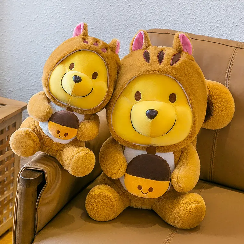 Exquisite Cartoon niedlichen gelben Bären Eichhörnchen Plüsch puppen Weiche Baumwolle Big Size Kissen Kuscheltier Spielzeug Promotion Geburtstags geschenke