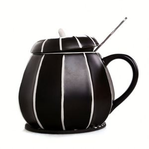 Mug à café en céramique en forme de citrouille orange de 300 ml avec couvercle, idéal pour les anniversaires et Halloween - Product Image 2