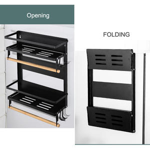 Siyah kutu ambalaj ile kaliteli karbon çelik manyetik baharat rafı mutfak kullanımı için iyi manyetize raf buzdolabı depolama için - Product Image 5