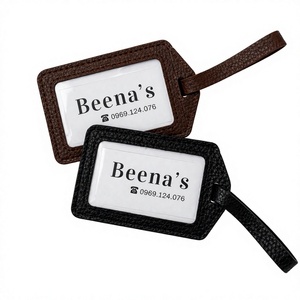 Étiquette de bagage personnalisée en cuir de vachette véritable avec logo, élégante et portable, idéale comme cadeau de voyage - Product Image 1