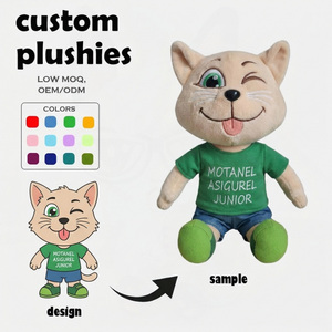 Fabricante de Peluches Personalizados, Peluche de Gato con Camiseta Verde, Regalos para Hospitales Veterinarios, Peluches Personalizados de Personajes Solares de 5 Estrellas - Product Image 1