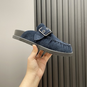 รองเท้ามูลเลอร์หนังแฟชั่นขายส่งจากโรงงานสำหรับผู้หญิง รองเท้าสวมแบบสลิปออน พื้นหนา หัวรองเท้าจีบ - Product Image 1