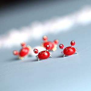 New Hot Fashion 925 <strong>Silver</strong> Red <strong>Crab</strong> Earrings for Women Girls Gift Fashion Statement <strong>Jewelry</strong> - Product Image 5