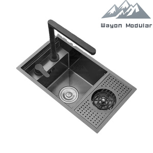 <span class=keywords><strong>Fregadero</strong></span> de Cocina de Acero Inoxidable Gris Nano Wayon con Enjuagador de Vidrio Integrado y Dispensador de Jabón - Product Image 6