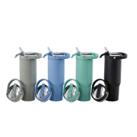 Gobelet isotherme en acier inoxydable de 32 oz grande capacité, anti-fuite, avec paille rabattable, idéal pour les sports de plein air, le camping et comme cadeau - Vente en gros