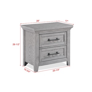 Light Gray Two <b>Drawer</b> Nightstand Wooden Bedroom Furniture Metal Pull <b>Storage</b> <b>Drawer</b> - Product Image 3