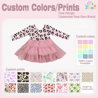 Robe de princesse à manches longues et volants pour bébés et tout-petits, motif Minca à pois, en tulle, pour filles, imprimé léopard rose, motifs personnalisés, tutu à étages