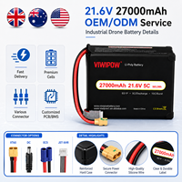 Baterai LiPo Drone 320Wh/kg Laris Manis 27000mAh 21.6V 5C untuk Drone Penyemprot Pertanian dengan Colokan yang Dapat Disesuaikan OEM