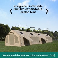 Carpa Inflable 8+8.8 con Toldo de TPU, Postes, Uso en las Cuatro Estaciones, Capacidad para 3-6 Personas, Tela de Algodón
