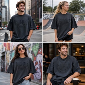 T-shirt décontracté pour homme, coupe régulière, respirant, à manches courtes, en coton 100% tricoté, avec motif gaufré personnalisé, idéal pour la gym et le quotidien. - Product Image 6