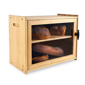 <span class=keywords><strong>Boîte</strong></span> de rangement pour pain <span class=keywords><strong>en</strong></span> bambou à double couche, 15,7 pouces, extra large, avec porte magnétique pour comptoir - Product Image 1