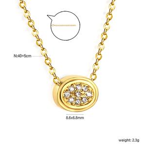 Collier pendentif cœur en acier inoxydable plaqué or 18 carats avec zircon et chaîne goutte d'eau ronde et carrée pour femme - Product Image 4