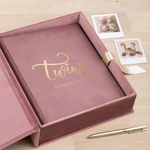 Livre de souvenirs pour bébés jumeaux <span class=keywords><strong>personnalisé</strong></span> <span class=keywords><strong>avec</strong></span> boîte à souvenirs Album de première année en velours rose <span class=keywords><strong>avec</strong></span> nom <span class=keywords><strong>personnalisé</strong></span> Baby Shower Newborn Journal - Product Image 6