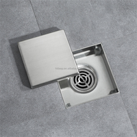 HIDEEP Drain de douche moderne pour salle de bain d'hôtel, anti-odeur, 10x10cm, carré, en acier inoxydable noir poli, certifié ISO9001